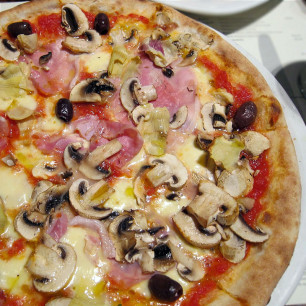 Pizza Capricciosa collection and delivery from Pinocchio Restaurant